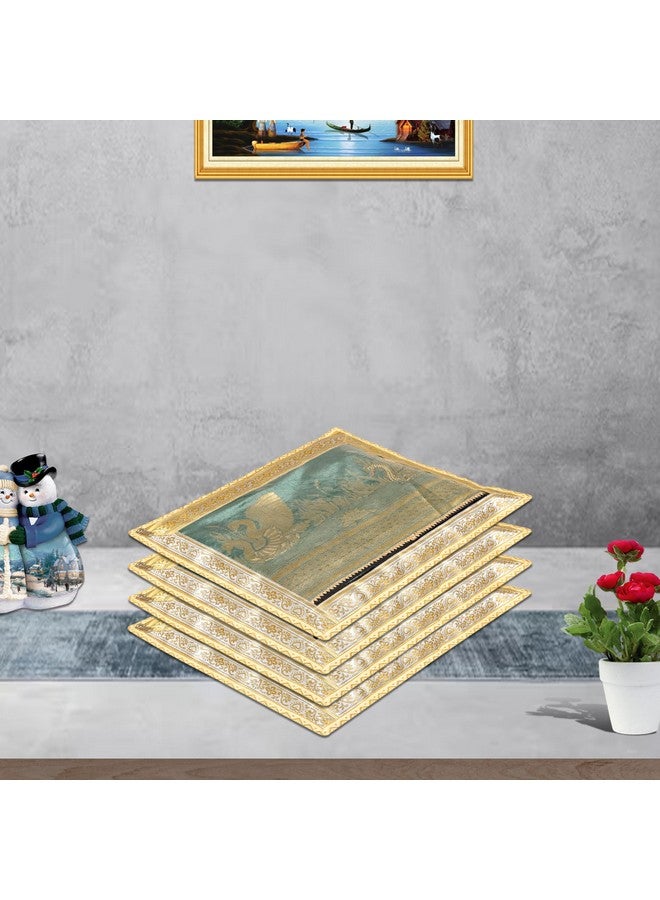 Kuber Industries Kuber Industries Satin Saree Cover | Clothes Storage Bag | Single Packing Saree With Zip Closure | Wardrobe Organizer | Cloth Stoarge | 4 Side Lace Saree Cover | Pack Of 6 | Golden, 36 Cm, 1 Cm  - Image 5