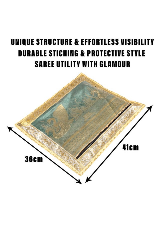 Kuber Industries Kuber Industries Satin Saree Cover | Clothes Storage Bag | Single Packing Saree With Zip Closure | Wardrobe Organizer | Cloth Stoarge | 4 Side Lace Saree Cover | Pack Of 6 | Golden, 36 Cm, 1 Cm  - Image 3