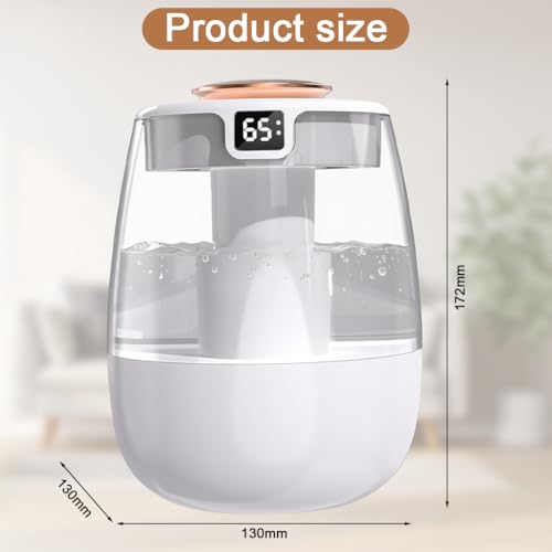 HANNEA® Humidifier for Room Moisture 1.3L Essential Oil Diffuser for Home & Babies Office,Adjustable Fog Size,20dB Quiet Operation Night Mode Humidity Display Reliable Air Moisturizing - Image 3