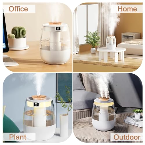 HANNEA® Humidifier for Room Moisture 1.3L Essential Oil Diffuser for Home & Babies Office,Adjustable Fog Size,20dB Quiet Operation Night Mode Humidity Display Reliable Air Moisturizing - Image 4