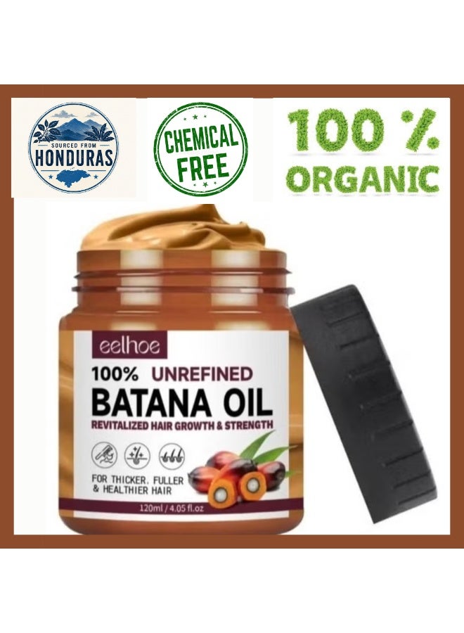EELHOE Batana Oil for Revitalized Hair Growth & Strength 100% Unrefined Thickens Fuller Healthier Hair, Organic Hair Treatment 120ml/4.05fl.oz - Image 1