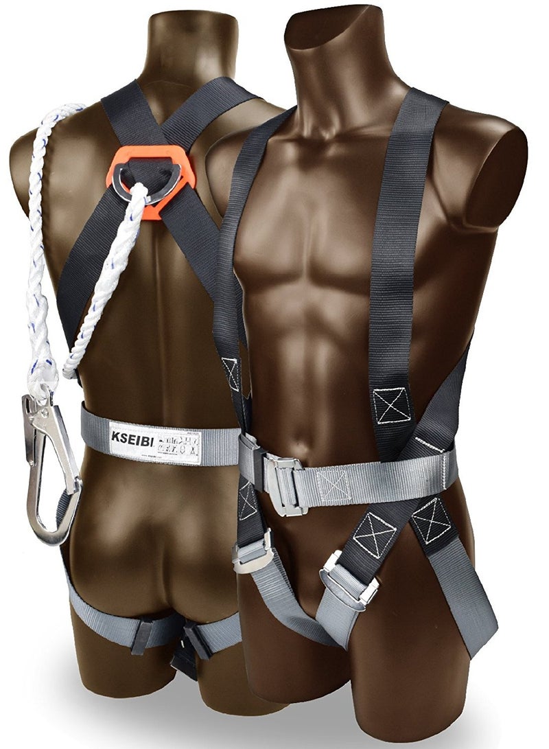 KSEIBI Safety Harness Kit With Twisted Rope Lanyard/Basic, Allow the body to help absorb the impacts of a fall, designed for use by a person with a combined Weight (clothing, tools, etc.) of 59 – 140 kg.  - Image 1