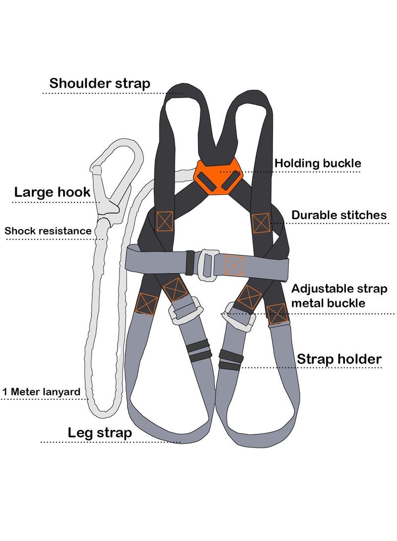 KSEIBI Safety Harness Kit With Twisted Rope Lanyard/Basic, Allow the body to help absorb the impacts of a fall, designed for use by a person with a combined Weight (clothing, tools, etc.) of 59 – 140 kg.  - Image 4
