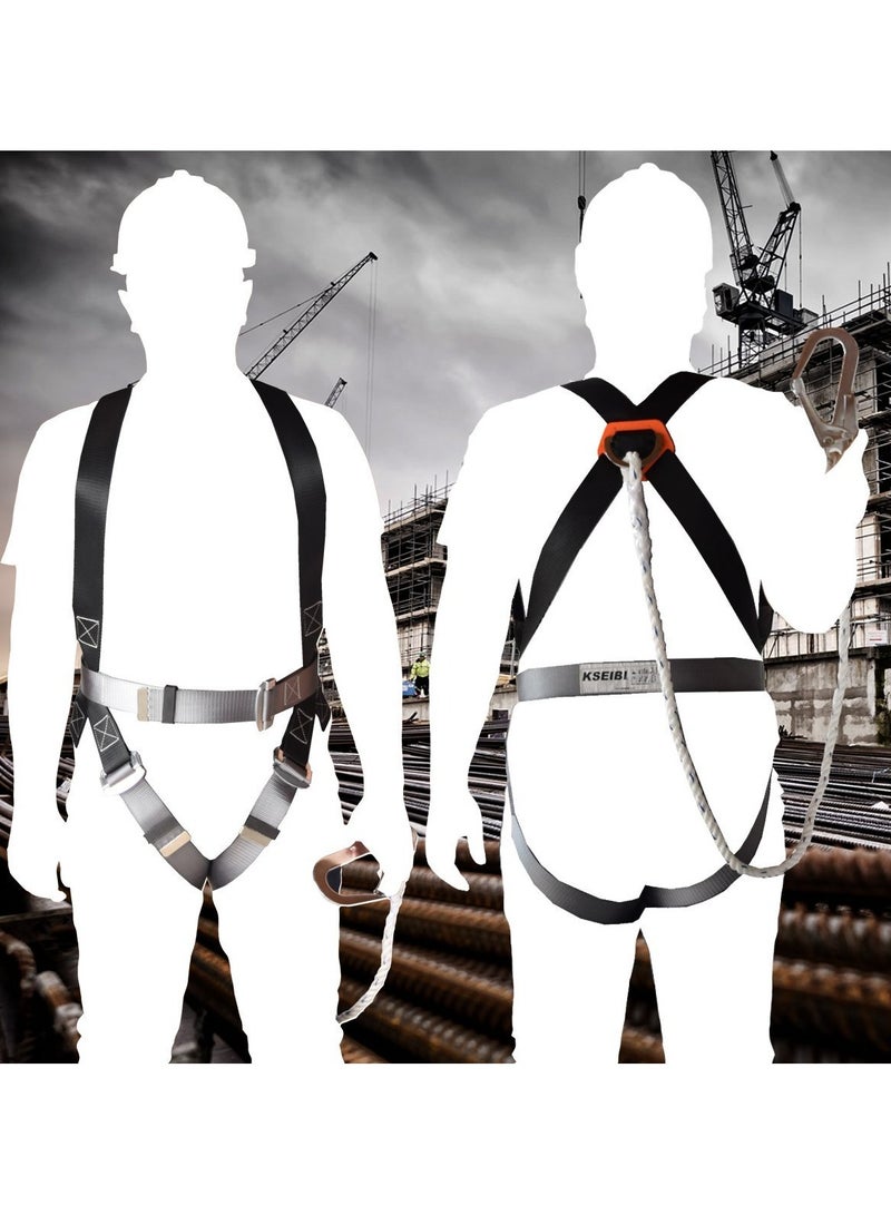 KSEIBI Safety Harness Kit With Twisted Rope Lanyard/Basic, Allow the body to help absorb the impacts of a fall, designed for use by a person with a combined Weight (clothing, tools, etc.) of 59 – 140 kg.  - Image 3