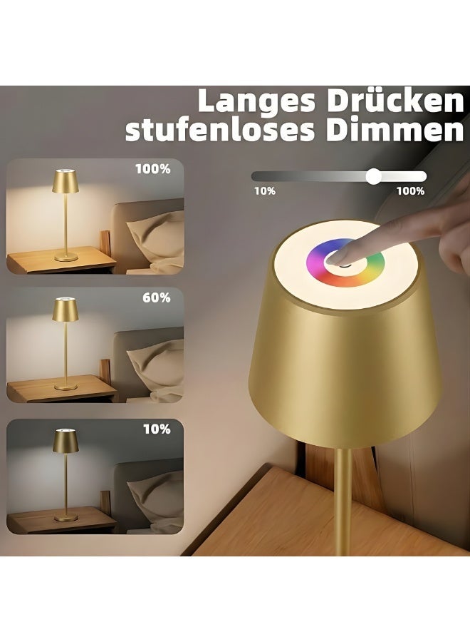 zentora LED Cordless Table Lamp, Rechargeable Gold Desk lamp 5000mAh Battery Operated Table Light 3 Color Dimming Metal Shell Touch Lamps for Bedrooms Restaurant Bedroom Bars (Gold) - Image 3