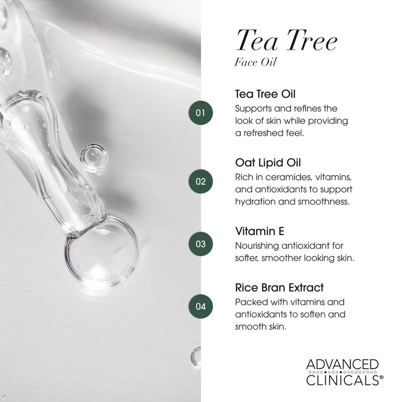 Advanced Clinicals Tea Tree Oil For Skin Facial Serum | Tea Tree Serum For Face With Vitamin E + Botanicals To Help Improve Appearance Of Large Pores & Skintone For Smoother Looking Skin, 1.8 Fl Oz - Image 4