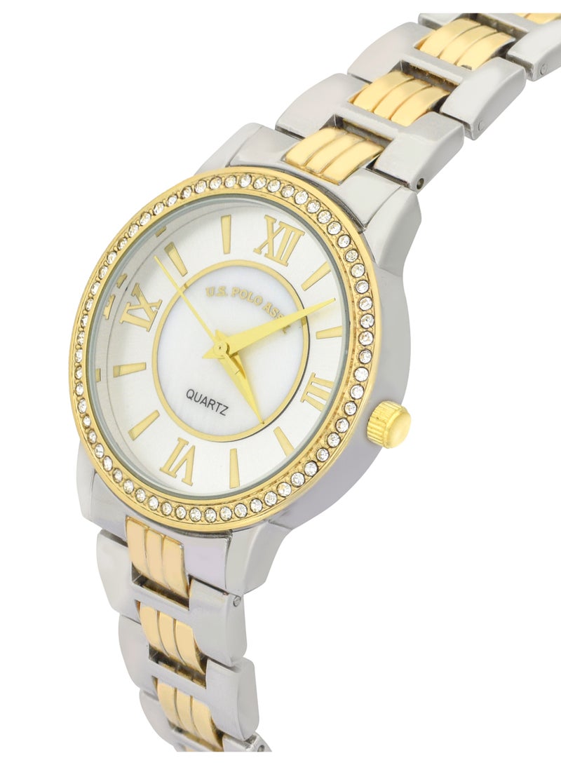U.S. Polo Assn. Women's Quartz Watch, Analog Display and dual tone Set watch - Image 2