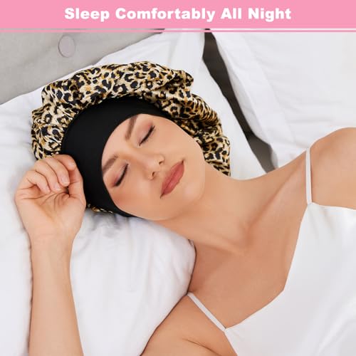 ZHENSILK 3PCS Silk Sleep Bonnet for Women Large Satin Hair Caps with Elastic Band for Curly Hair and Frizz Control - Image 3