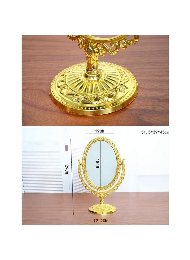BESPORTBLE Golden Metal Tabletop Antique Makeup Mirror With Stand Vintage Swivel Double Sided Cosmetic Mirror With Frame Oval Dressing Mirror For Bathroom Bedroom  - Image 4
