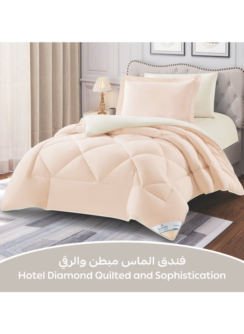 دوناتيلا طقم مفرش روزا سادة 4 قطع مقاس مفرد ونص 170 × 230 سم بحشوة ثابتة عاجي  - Image 3