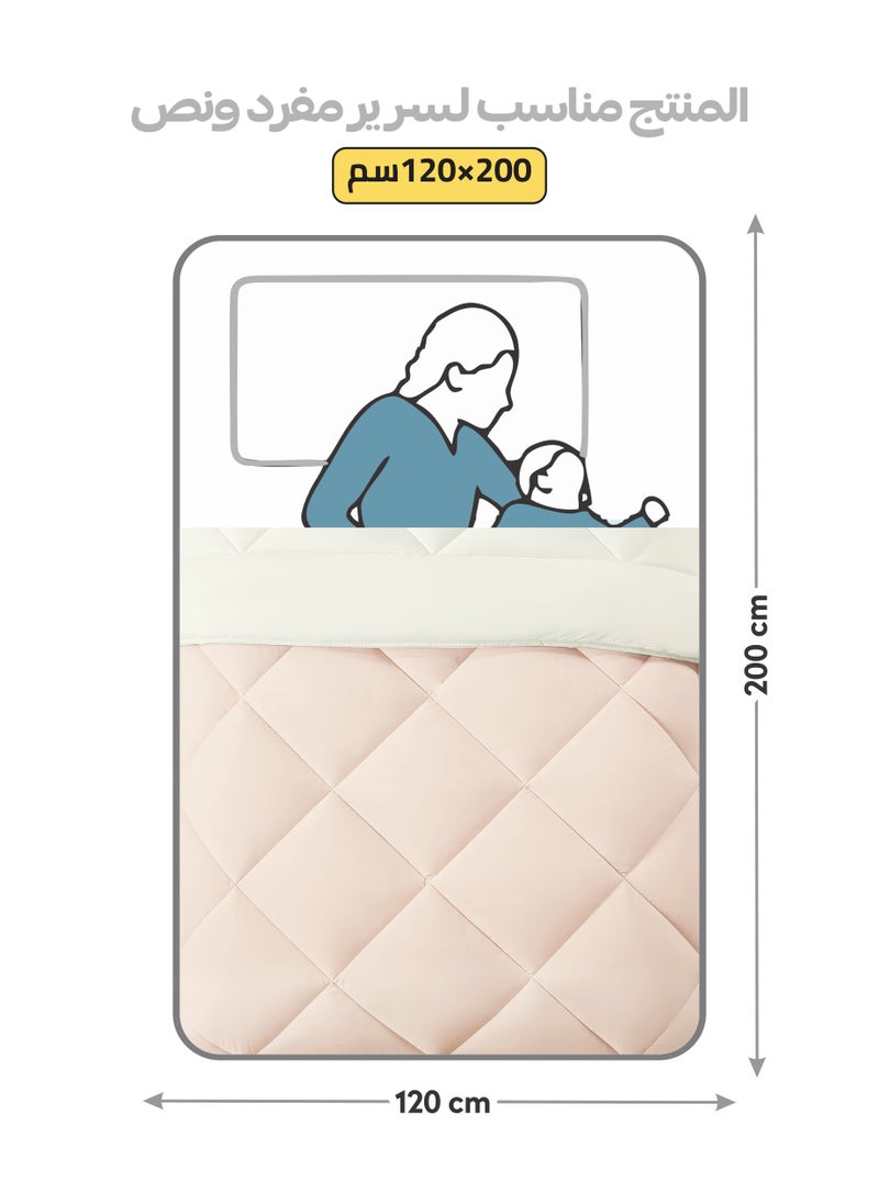 دوناتيلا طقم مفرش روزا سادة 4 قطع مقاس مفرد ونص 170 × 230 سم بحشوة ثابتة عاجي  - Image 4