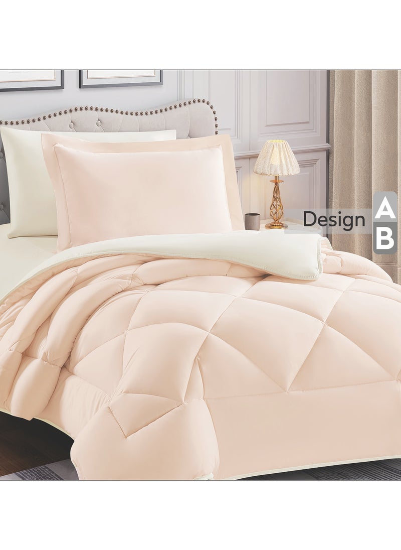 طقم مفرش روزا سادة 4 قطع مقاس مفرد ونص 170 × 230 سم بحشوة ثابتة عاجي