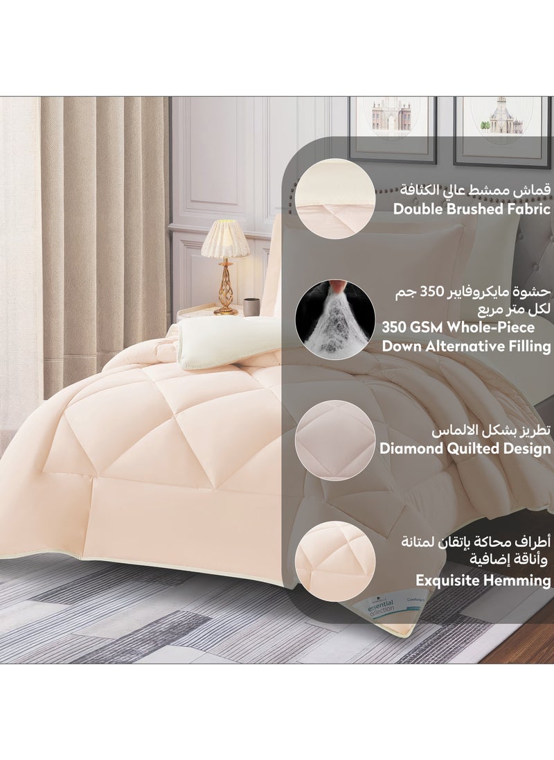 طقم مفرش روزا سادة 4 قطع مقاس مفرد ونص 170 × 230 سم بحشوة ثابتة عاجي