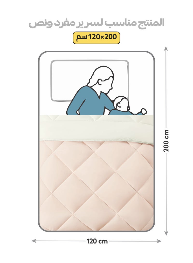 دوناتيلا طقم مفرش روزا سادة 4 قطع مقاس مفرد ونص 170 × 230 سم بحشوة ثابتة عاجي  - Image 3