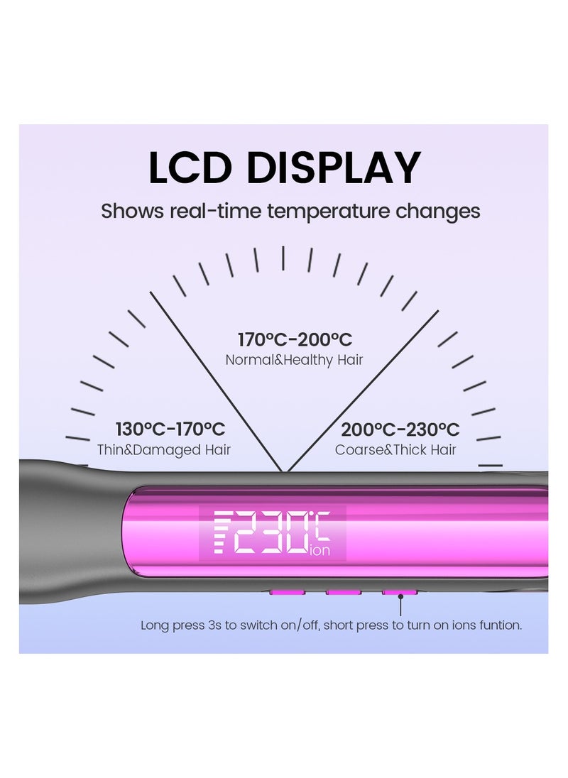 Ionic Hair Straightener Fast Heating Titanium Flat with Negative Ions to Create Sleek Style 3D Floating Wide Plate for both Thick and Thin Hair