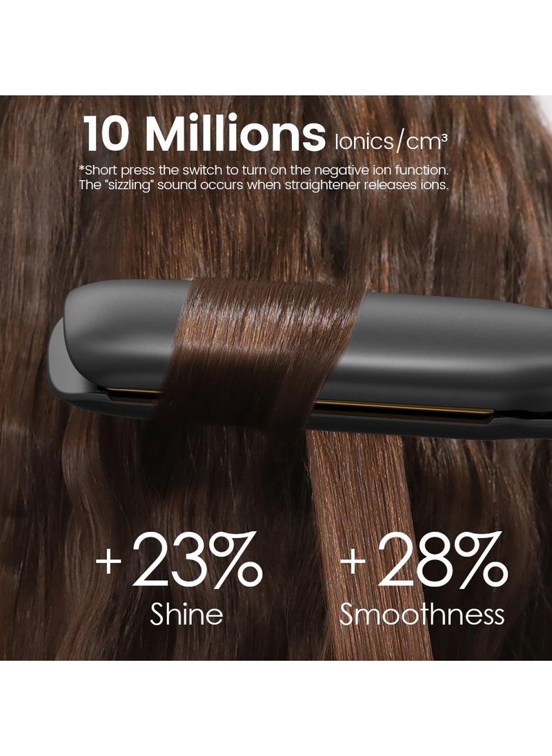 Ionic Hair Straightener Fast Heating Titanium Flat with Negative Ions to Create Sleek Style 3D Floating Wide Plate for both Thick and Thin Hair