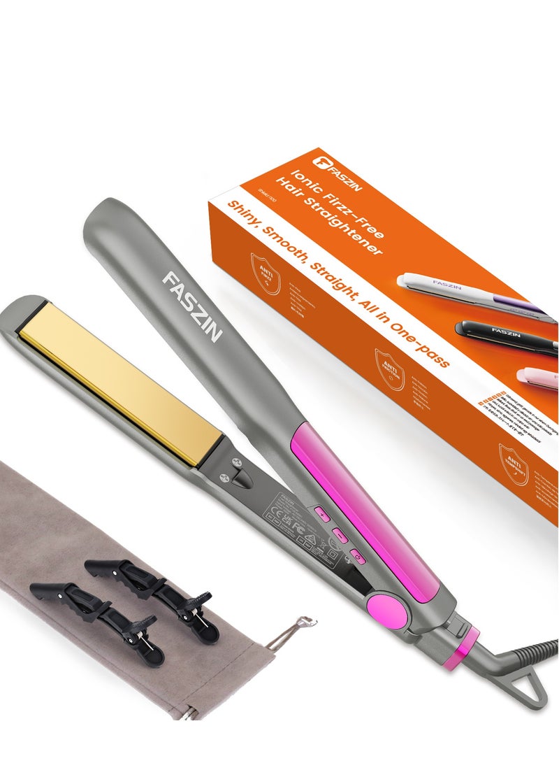 Faszin Ionic Hair Straightener Fast Heating Titanium Flat with Negative Ions to Create Sleek Style 3D Floating Wide Plate for both Thick and Thin Hair - Image 1