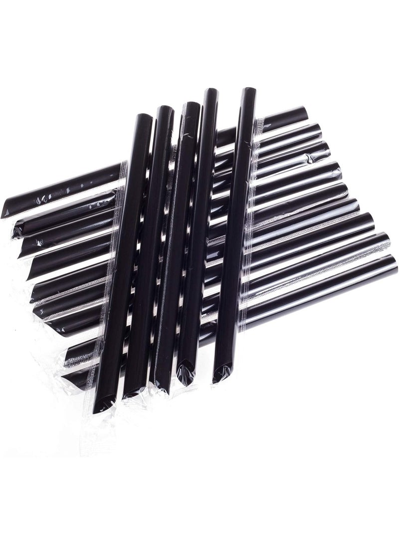 Drinking Straws,100Pcs Individually Wrapped Disposable Plastic Big Boba Bubble Pearls Tea Drinking Straws - Image 1