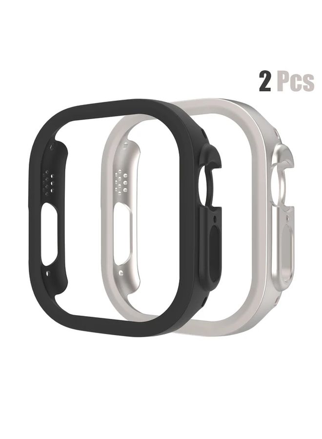 2pcs Matte Protective Case for Apple Watch Ultra 1 2 49mm Transparent Black PC Hard Shell Cover Shockproof Scratch Resistant - Image 1