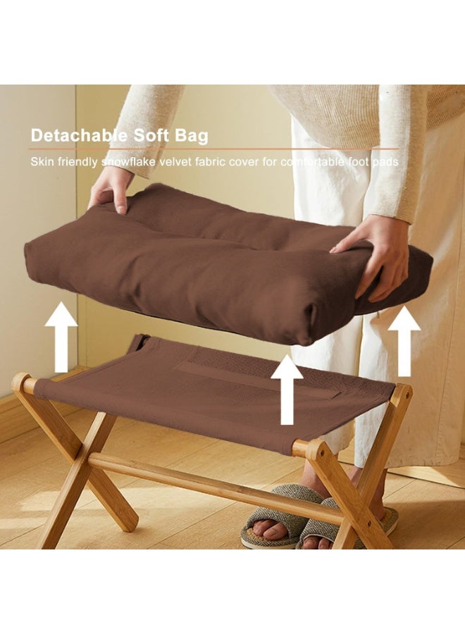 XiuWoo Multifunctional  Foldable Wood Foot Stool, Ottoman Foot Rest, Under Desk Footrest with Removable Soft Foot Rest Pad for Home, Office - Image 2