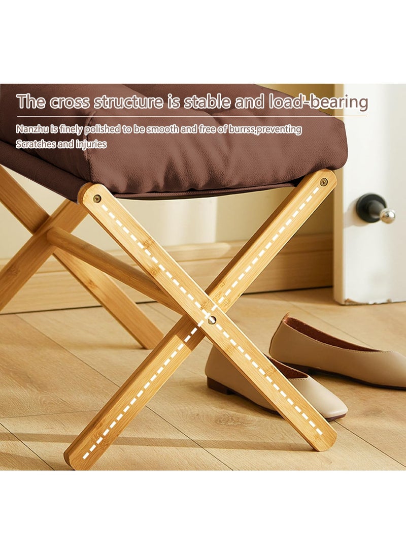 XiuWoo Multifunctional  Foldable Wood Foot Stool, Ottoman Foot Rest, Under Desk Footrest with Removable Soft Foot Rest Pad for Home, Office - Image 4