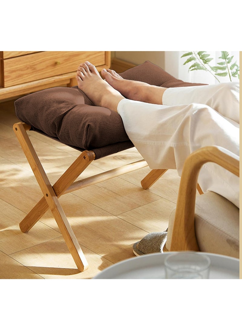 XiuWoo Multifunctional  Foldable Wood Foot Stool, Ottoman Foot Rest, Under Desk Footrest with Removable Soft Foot Rest Pad for Home, Office - Image 3