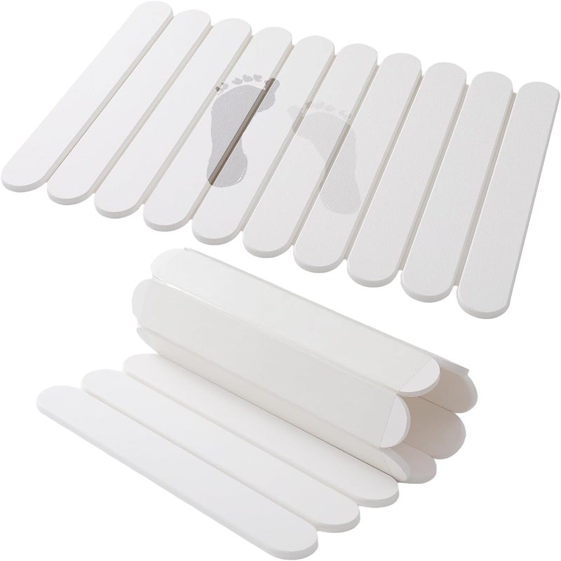SGQQ Diatomite Stone Bath Mat - Foldable, Rollyable, Bathroom Stone Mat Quick Drying,Non Slip Bath Mat (23'*15') White - Image 1