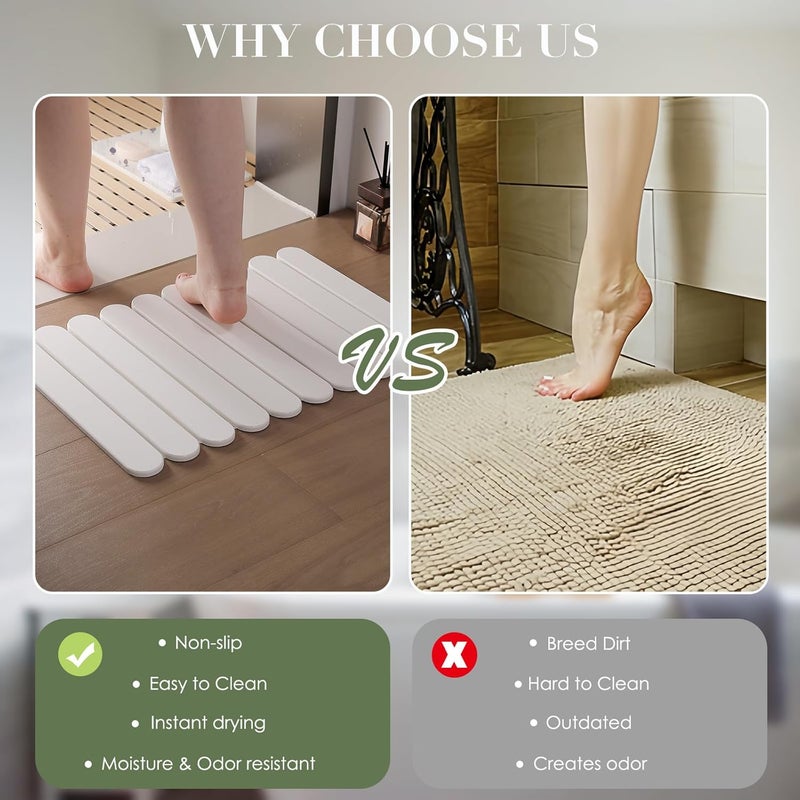 SGQQ Diatomite Stone Bath Mat - Foldable, Rollyable, Bathroom Stone Mat Quick Drying,Non Slip Bath Mat (23'*15') White - Image 4