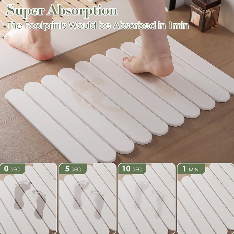 SGQQ Diatomite Stone Bath Mat - Foldable, Rollyable, Bathroom Stone Mat Quick Drying,Non Slip Bath Mat (23'*15') White - Image 3