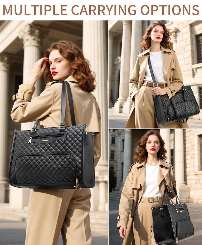 Bagstellar Lunch Tote Bag for Women, 15.6 Inch Laptop Work Bag with Insulated Lunch Box Compartment & Purse Large Capacity Quilted Computer Handbag for Office Business Work Nurse Teacher Travel Casual - Image 5