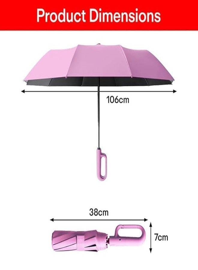 AESTROKE Umbrella for Men Women,Folding Umbrella With Carabiner Handle,10 Reinforced Ribles Windproof and Sunproof,Auto Umbrella Big Size for Men/Women/Kids [multicolor][1 pcs] - Image 5