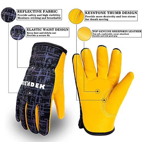 FEISHDEK Kids Genuine Leather Work Gloves, Kids Gardening Work Gloves Safety Gloves, Reflective, Breathable Design, Perfect for Children Gardening, Yard Work, Outdoor (Small, Black, 2-3 Years Old) - Image 5