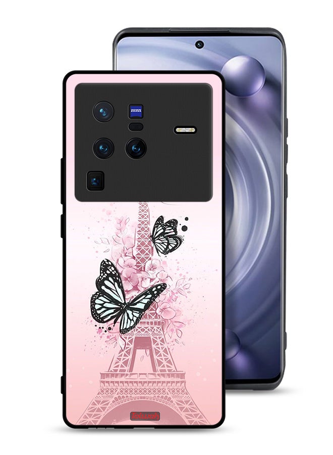 Tolwak Vivo X80 Pro Protective Case Cover Butterflies On Eiffel Tower - Image 1