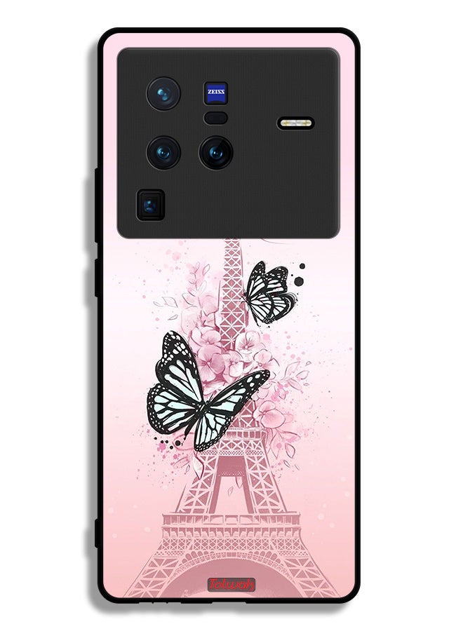 Tolwak Vivo X80 Pro Protective Case Cover Butterflies On Eiffel Tower - Image 2