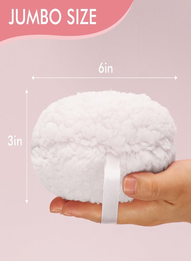WSYUB Powder Puff, 6 Inch Extra-Large Powder Puff for Body Powder, Body Powder Puff, White - Image 2