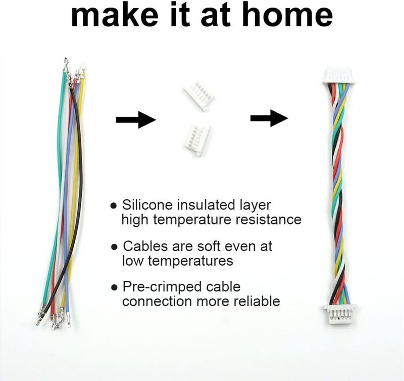 elechawk SH1.0 Connectors and Pre-Crimped Silicone Cables Compatible with JST SH 1.0mm for Flight Controller F405 H7 F7 - Image 3