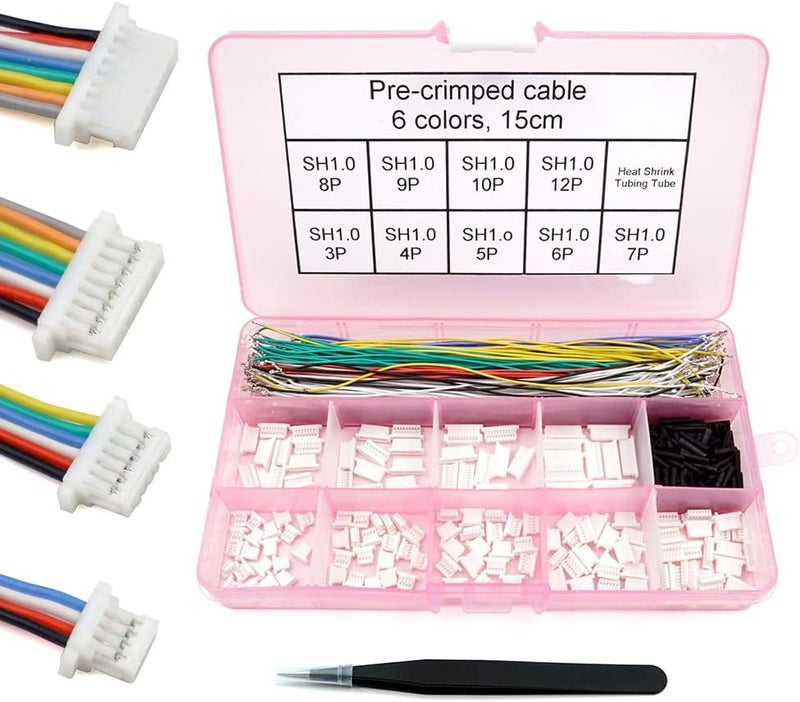 elechawk SH1.0 Connectors and Pre-Crimped Silicone Cables Compatible with JST SH 1.0mm for Flight Controller F405 H7 F7 - Image 1