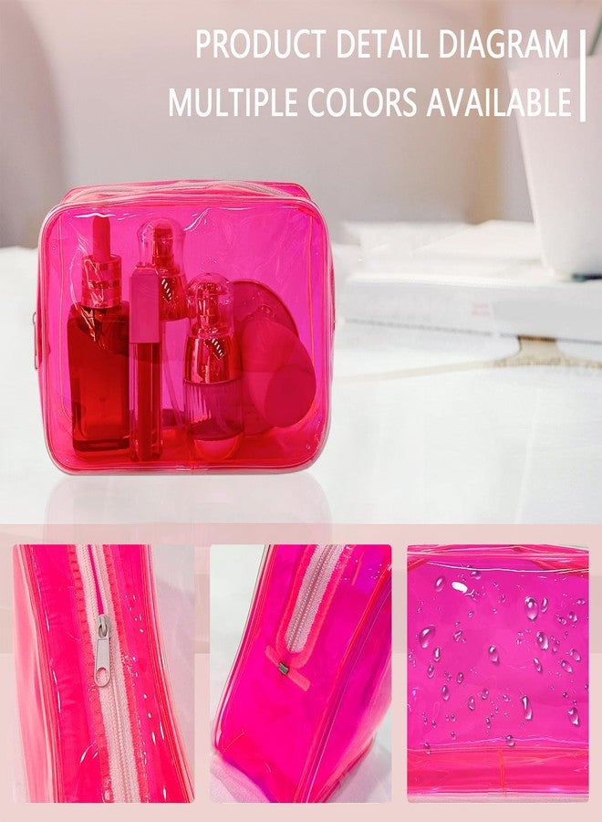 TotePrint 5 PCS Portable Waterproof Solid Makeup Bag Set for Travel, Clear Makeup Bag with Zipper for Purse Brush Bag Pen Pouch (Vivid Group) - Image 4