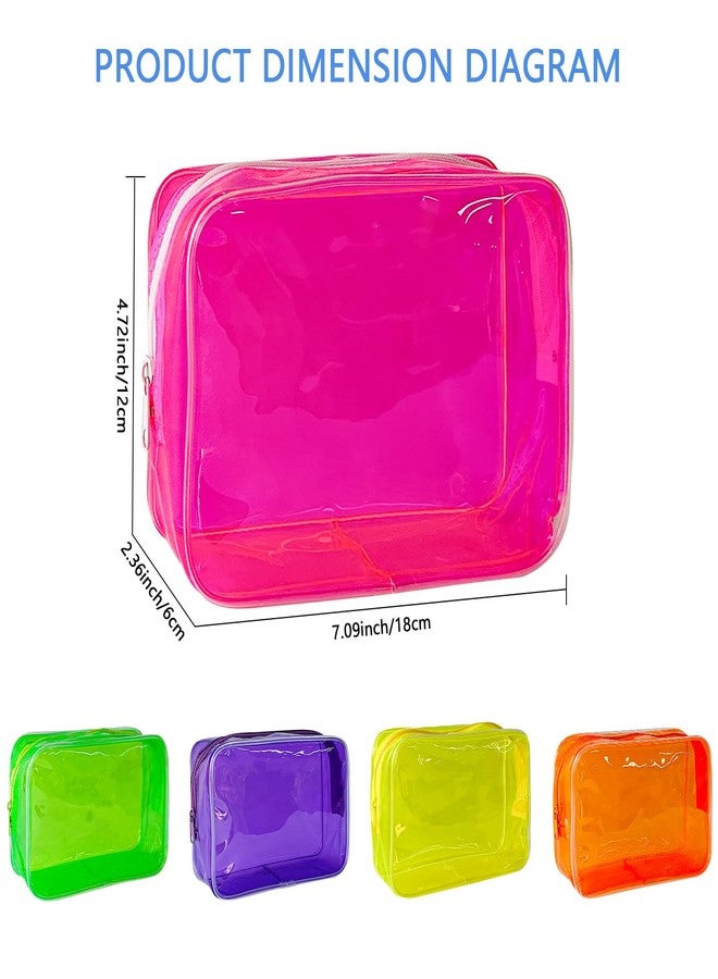 TotePrint 5 PCS Portable Waterproof Solid Makeup Bag Set for Travel, Clear Makeup Bag with Zipper for Purse Brush Bag Pen Pouch (Vivid Group) - Image 2