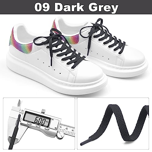 DELELE Flat Shoe Laces for Sneakers: 63 inch Dark Grey 6/25 inch Narrow Athletic Shoelaces 2 Pair - Image 3