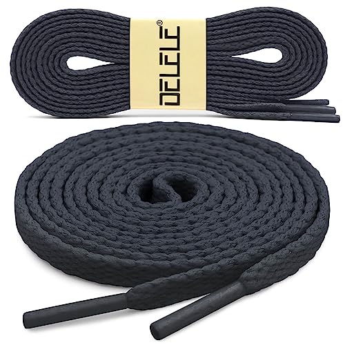 DELELE Flat Shoe Laces for Sneakers: 63 inch Dark Grey 6/25 inch Narrow Athletic Shoelaces 2 Pair - Image 2
