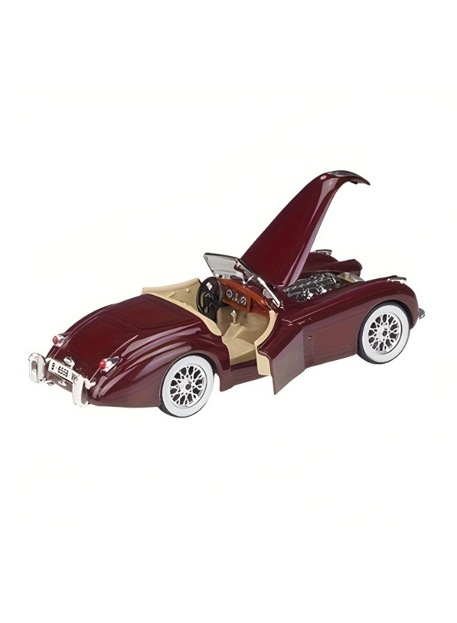 Bburago 1:24 Scale Bburago Die-Cast Jaguar XK120 Roadster 1951 Model Car | Burgundy Body with Cream Interior and Chrome Accents | Classic Alloy Collectible for Display and Enthusiasts - Image 4