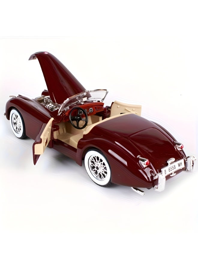 Bburago 1:24 Scale Bburago Die-Cast Jaguar XK120 Roadster 1951 Model Car | Burgundy Body with Cream Interior and Chrome Accents | Classic Alloy Collectible for Display and Enthusiasts - Image 5