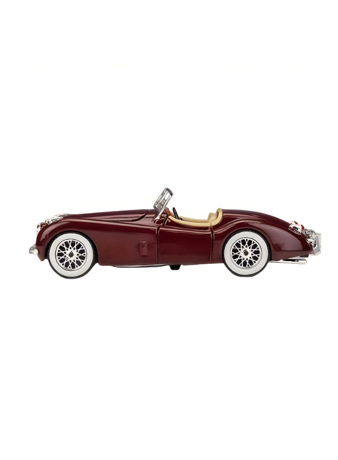 Bburago 1:24 Scale Bburago Die-Cast Jaguar XK120 Roadster 1951 Model Car | Burgundy Body with Cream Interior and Chrome Accents | Classic Alloy Collectible for Display and Enthusiasts - Image 3