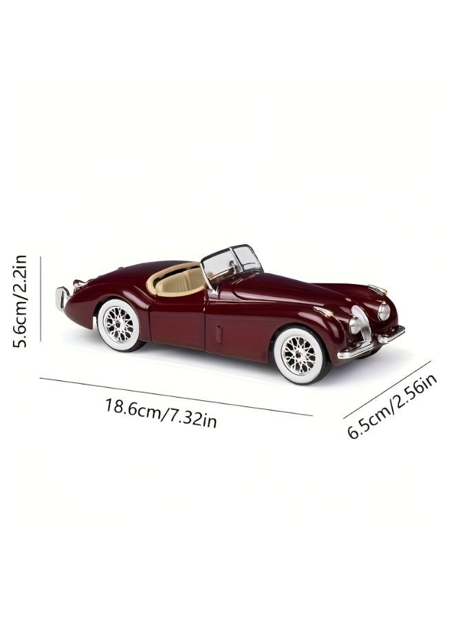 Bburago 1:24 Scale Bburago Die-Cast Jaguar XK120 Roadster 1951 Model Car | Burgundy Body with Cream Interior and Chrome Accents | Classic Alloy Collectible for Display and Enthusiasts - Image 2