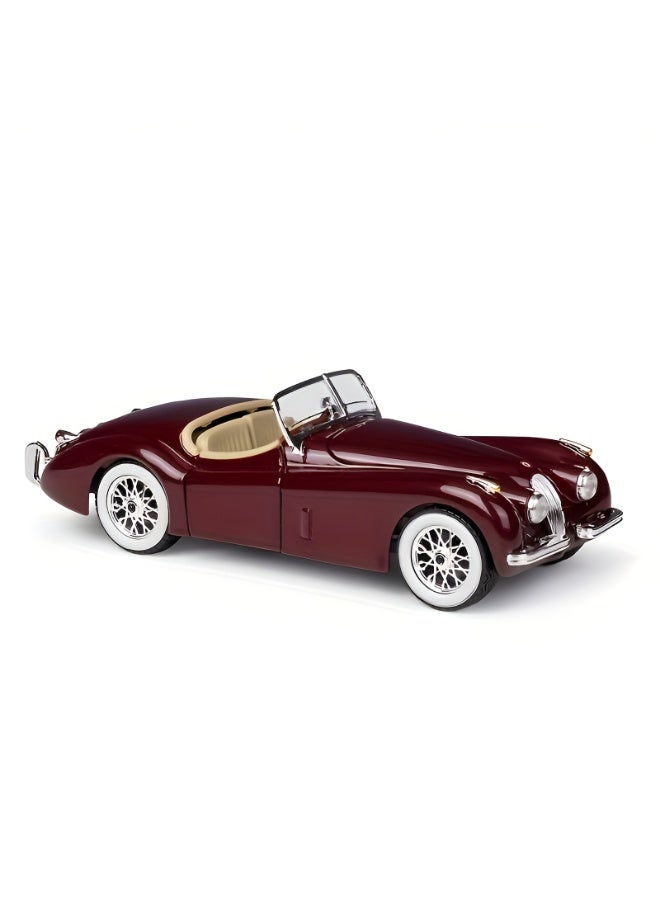 Bburago 1:24 Scale Bburago Die-Cast Jaguar XK120 Roadster 1951 Model Car | Burgundy Body with Cream Interior and Chrome Accents | Classic Alloy Collectible for Display and Enthusiasts - Image 1