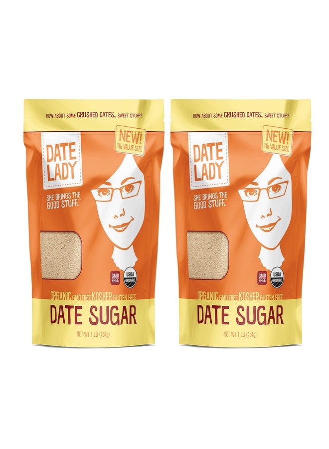 Date Lady Date Sugar, 1 lb, Organic | 100% Whole Food | Vegan, Paleo, Gluten-free & Kosher | Sugar Substitute and Alternative Sweetener for Baking | Will Not Dissolve in Your Coffee (2 Bags) - Image 1