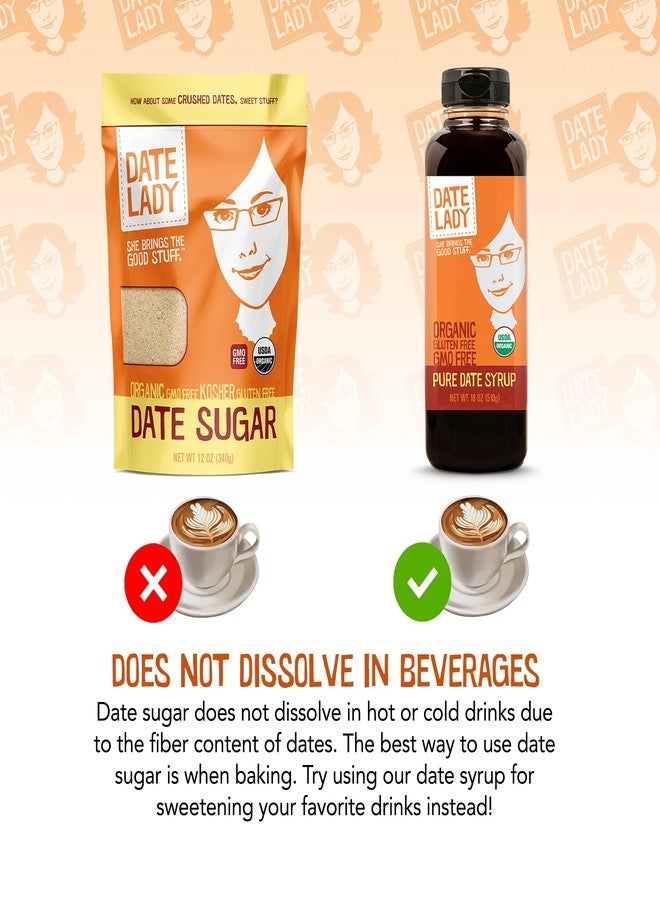 Date Lady Date Sugar, 1 lb, Organic | 100% Whole Food | Vegan, Paleo, Gluten-free & Kosher | Sugar Substitute and Alternative Sweetener for Baking | Will Not Dissolve in Your Coffee (2 Bags) - Image 4