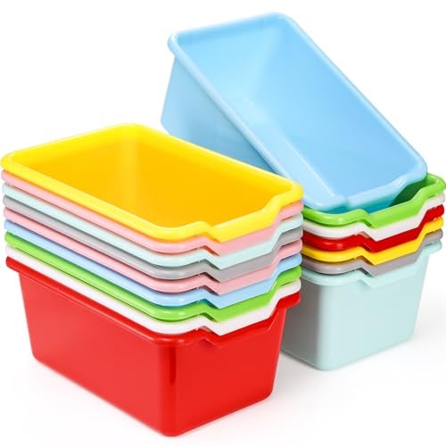 WUWEOT 16 Pack Cubby Bins Classroom Toys Bins, Plastic Books Storage Bins, Easy-to-Grip Stackable Crafts Organizer for Classroom, Nursery, Playrooms And Home Organization - Image 1