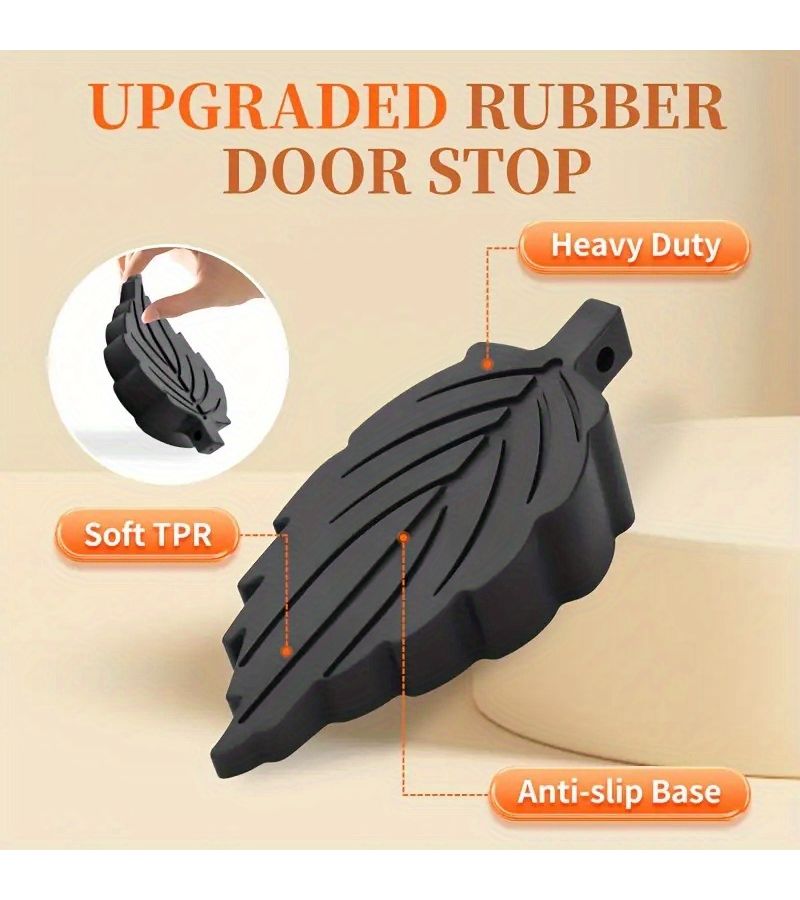 Black 4 Piece Leaf Shaped Door Stopper Windproof Anti Collision Household Door Blocker For Bedroom Kitchen Office - Image 5